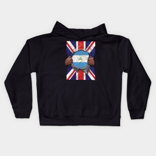 Nicaragua Flag Great Britain Flag Ripped - Gift for Nicaraguan From Nicaragua Kids Hoodie